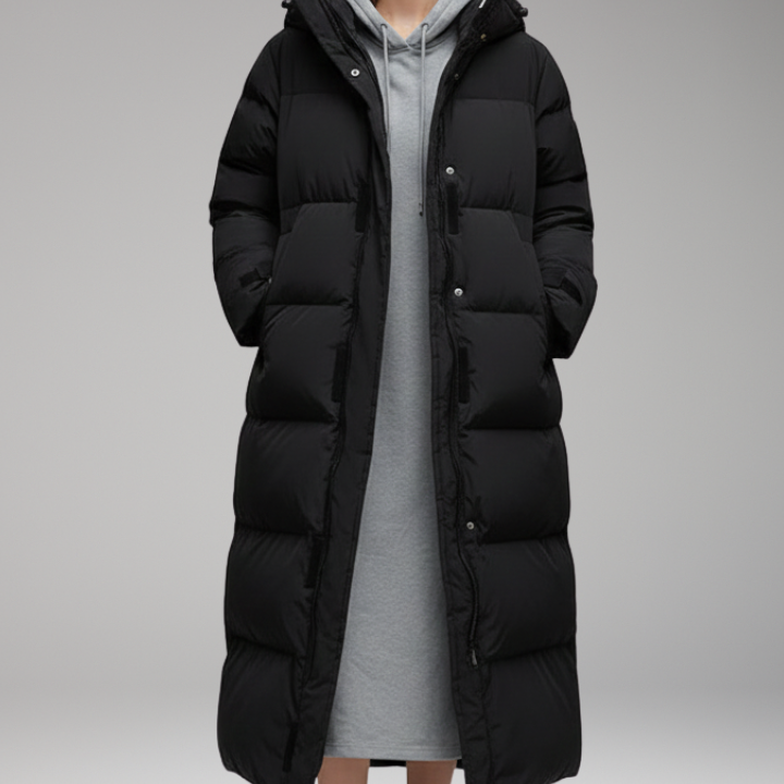 Women's Full-Length Puffer Jacket with Hood | Ultimate Warmth, Modern Style