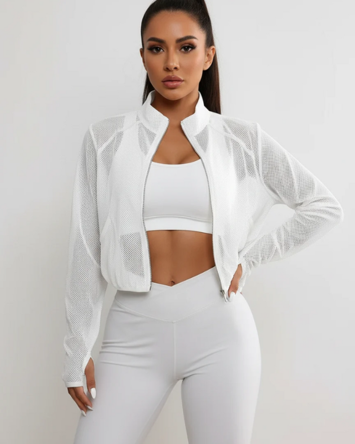 Jane | Cropped Mesh Sports Jacket with Full Zip