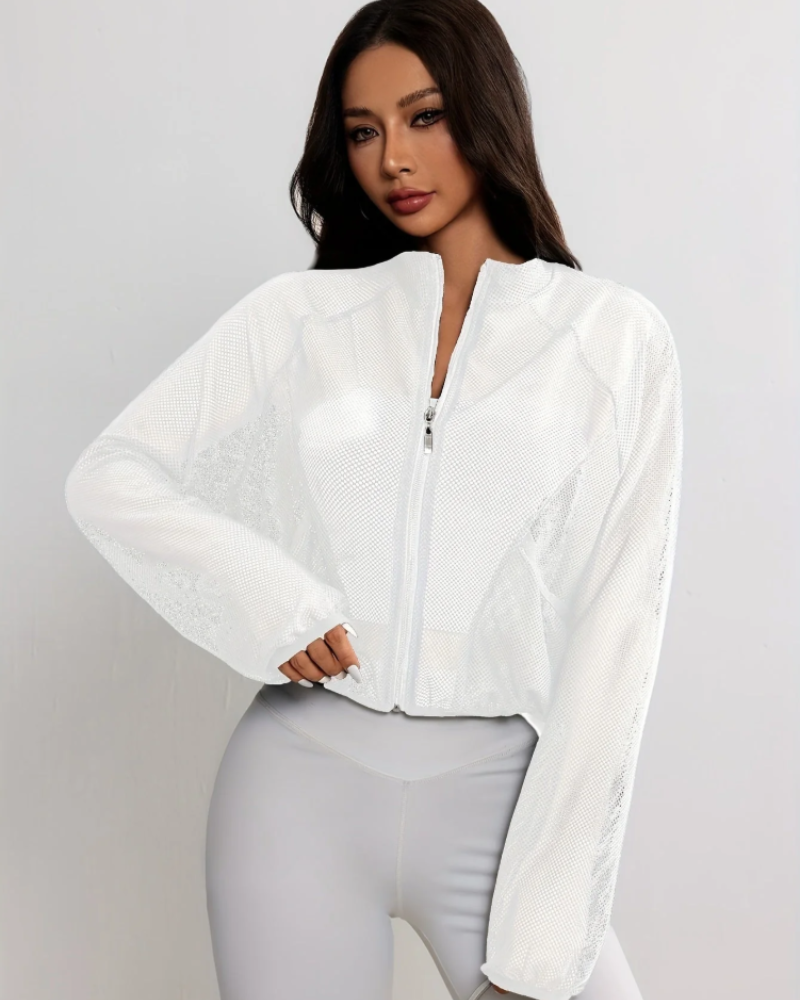 Jane | Cropped Mesh Sports Jacket with Full Zip