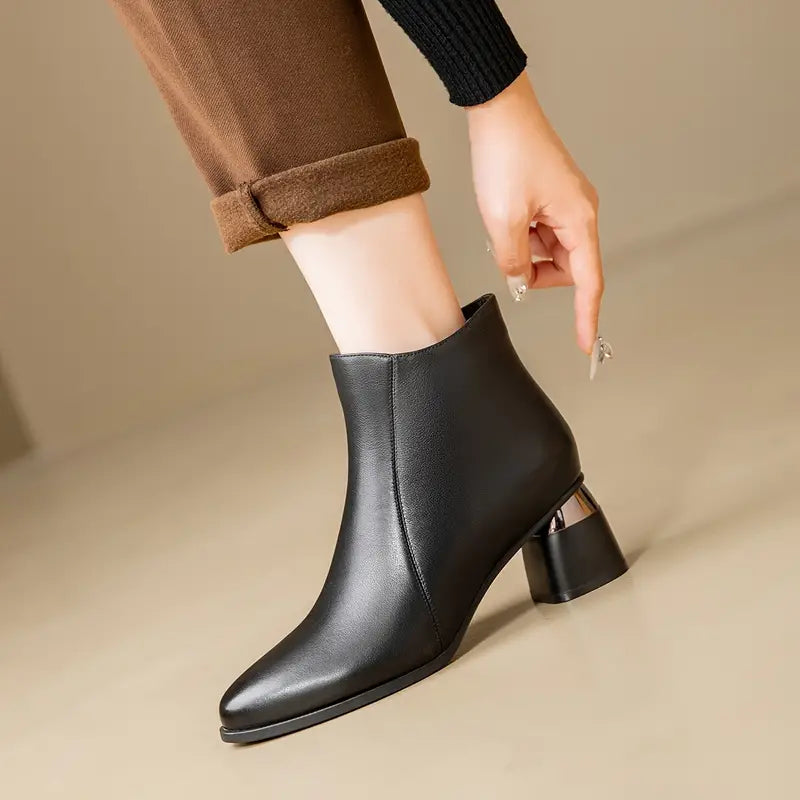 Jessica | Leather Slip-On Boots with Cushioned Footbed