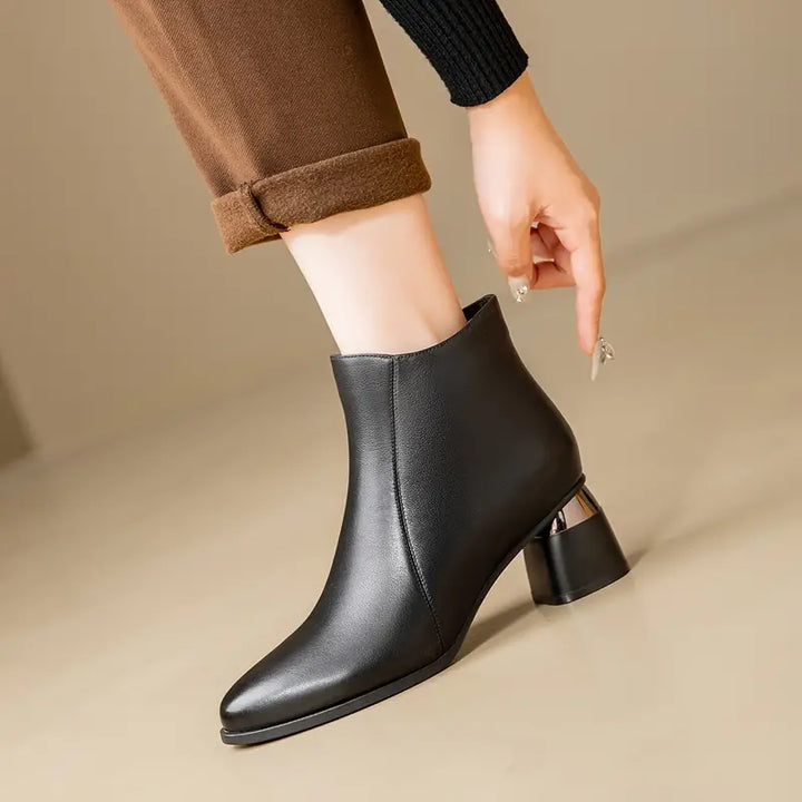 Jessica | Leather Slip-On Boots with Cushioned Footbed