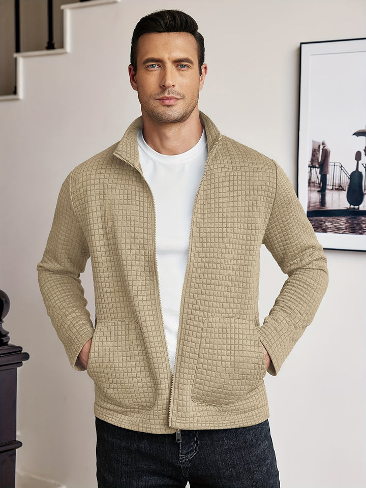 Kieran | Textured Zip-Through Jacket with Stand Collar
