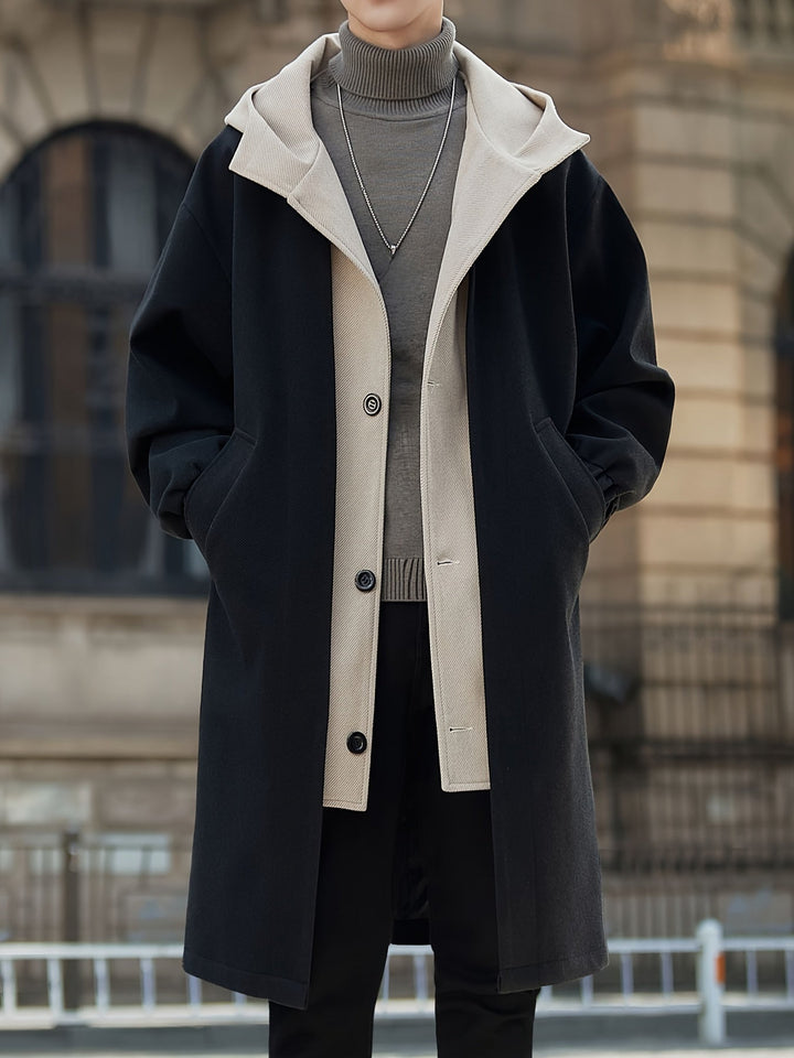 Paul | Long Layered Overcoat with Hood