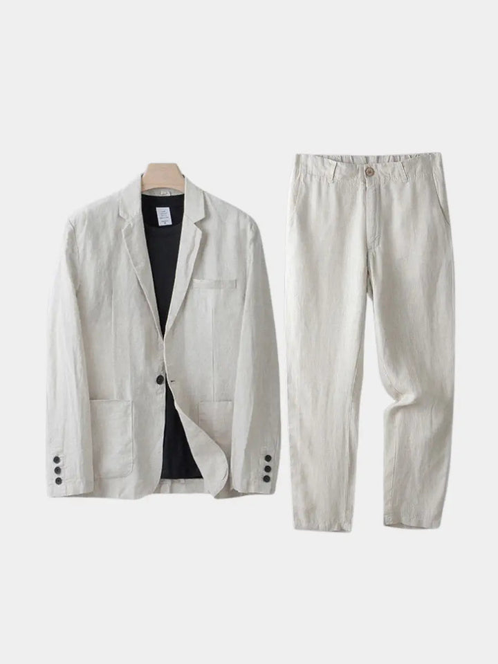 Men's Linen-Blend Suit with Peak Lapel | Smart Casual Refined