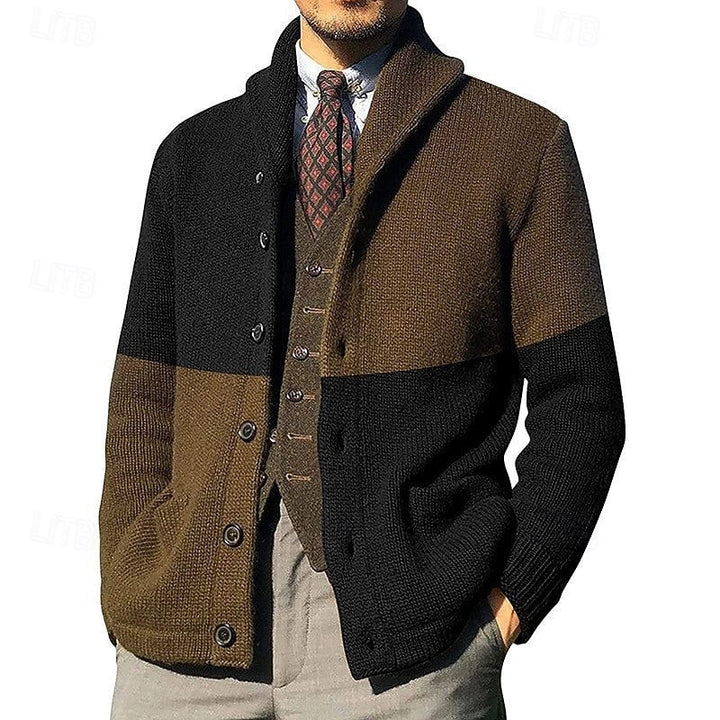 Matthew | Colour-Block Shawl-Collar Cardigan