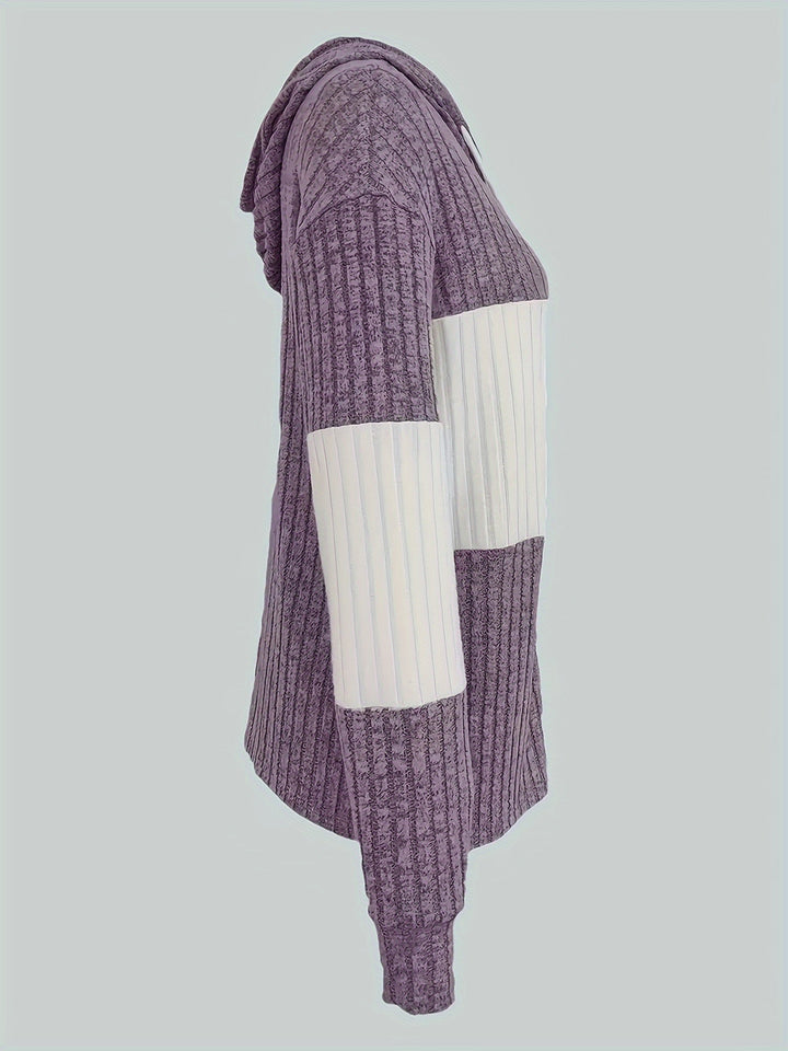 Rosie | Two-Tone Hooded Zip-Up Knit Jacket