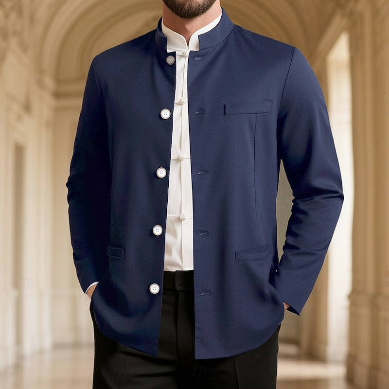 Alexander | Mandarin-Collar Button Jacket