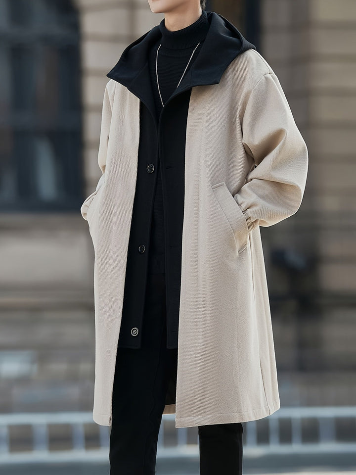 Paul | Long Layered Overcoat with Hood