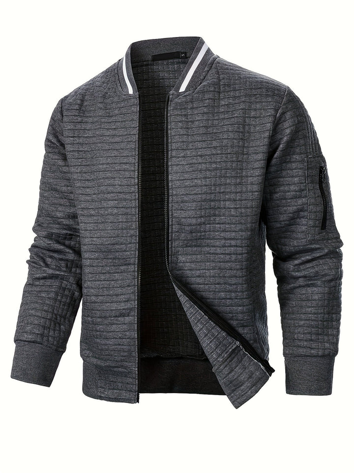 Sean | Textured Bomber Jacket with Ribbed Trim