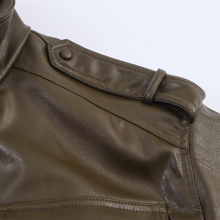 Gillian | Cropped Faux Leather Bomber Jacket