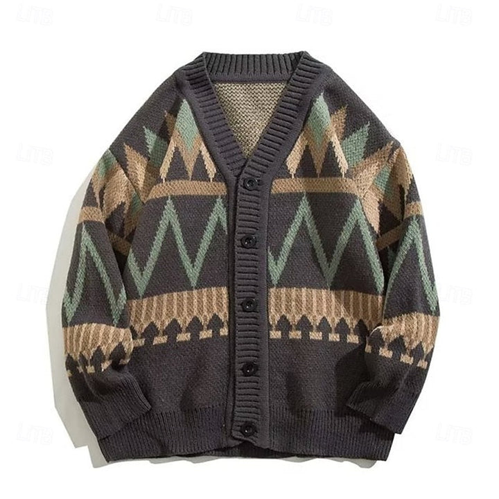 Samuel | Patterned V-Neck Button Cardigan
