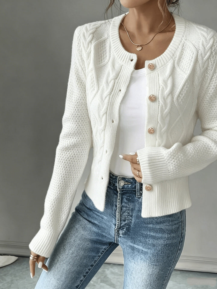 Ella | Chunky Cable Knit Button Cardigan