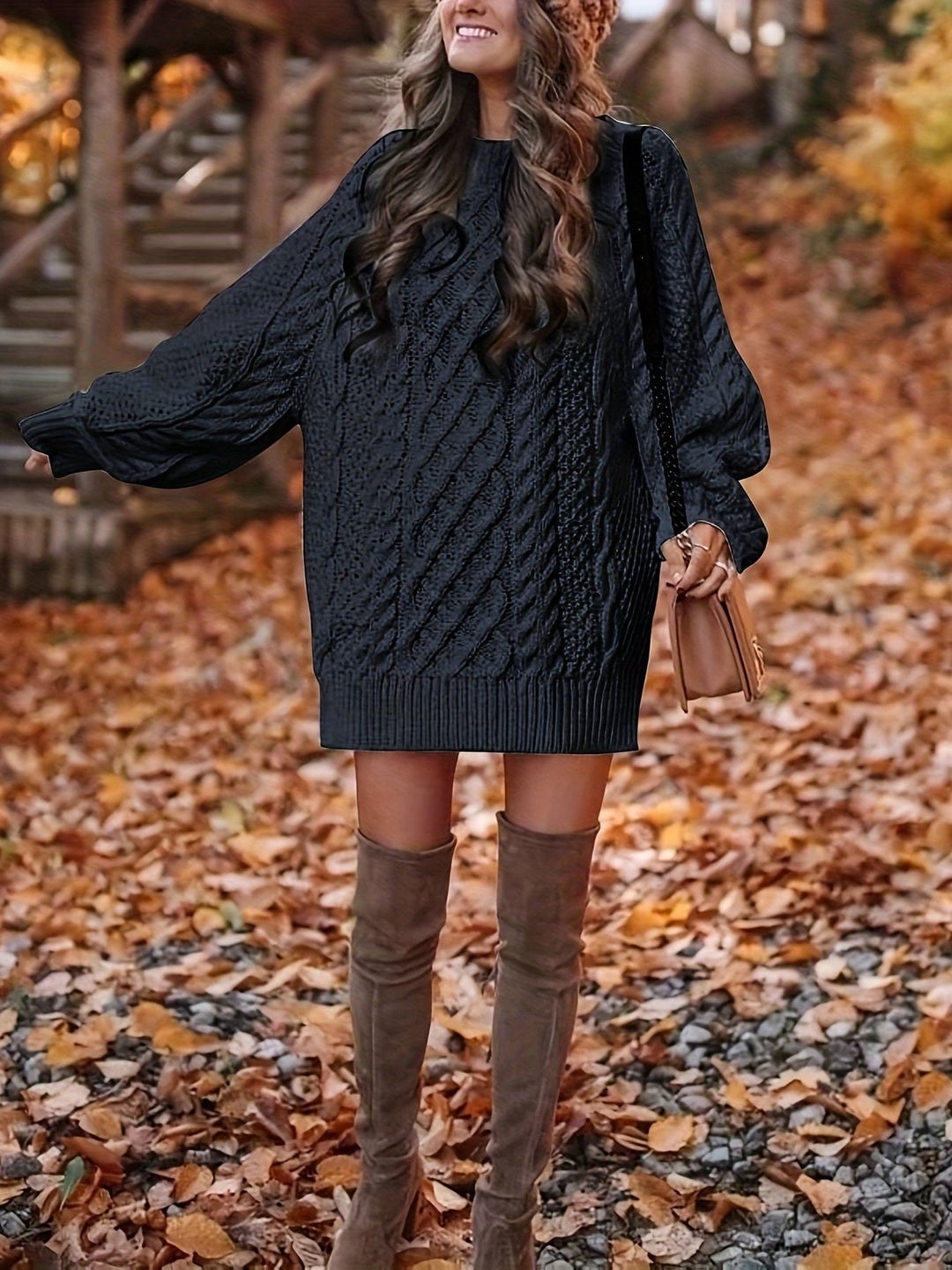 Kelly | Long Cable Knit Jumper Dress