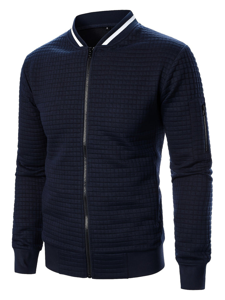 Sean | Textured Bomber Jacket with Ribbed Trim