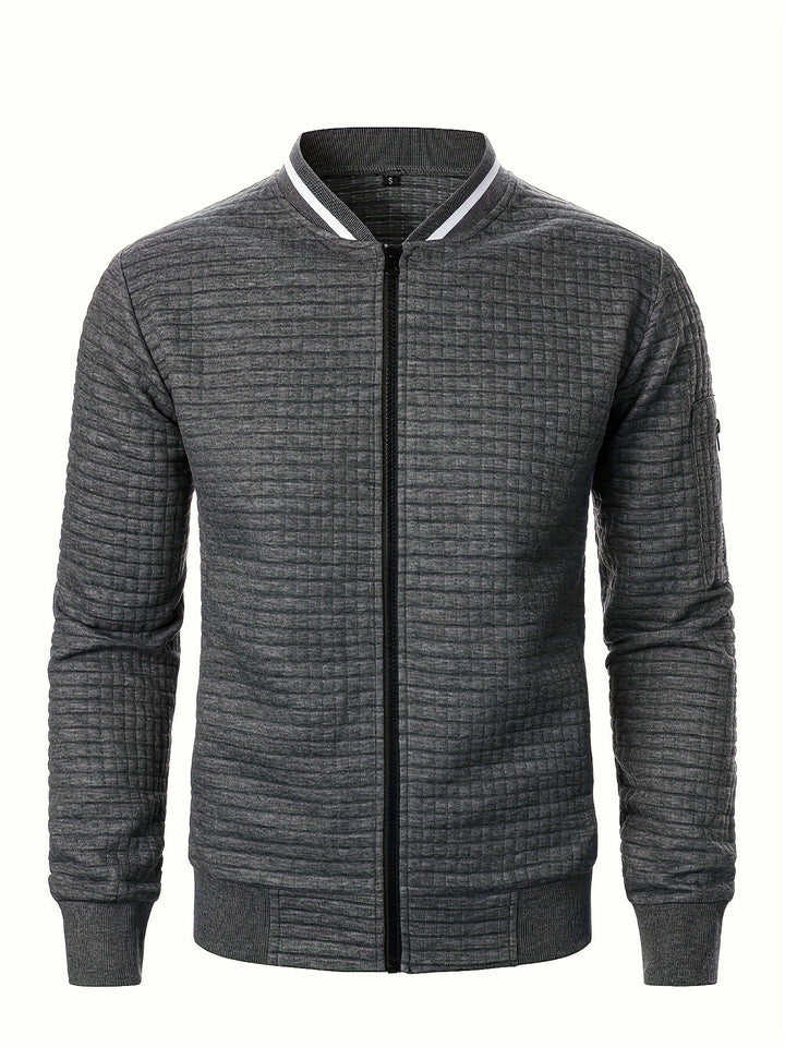 Sean | Textured Bomber Jacket with Ribbed Trim