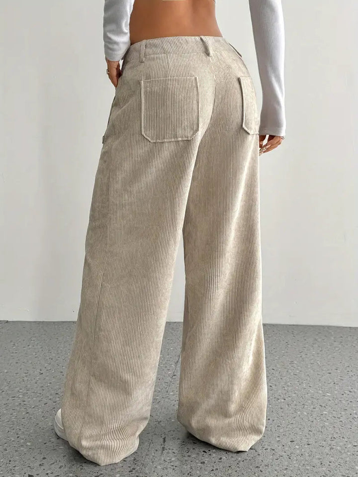 Sylvia | Corduroy Wide-Leg Trousers with Button Waist