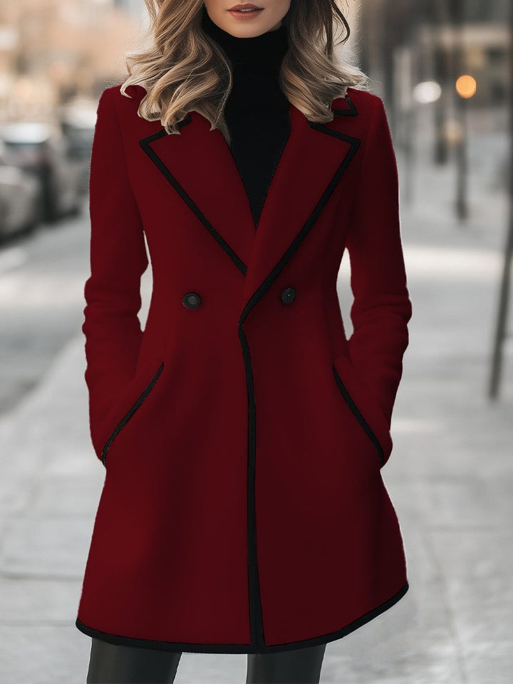 Molly | Double-Breasted Coat with Contrast Trim