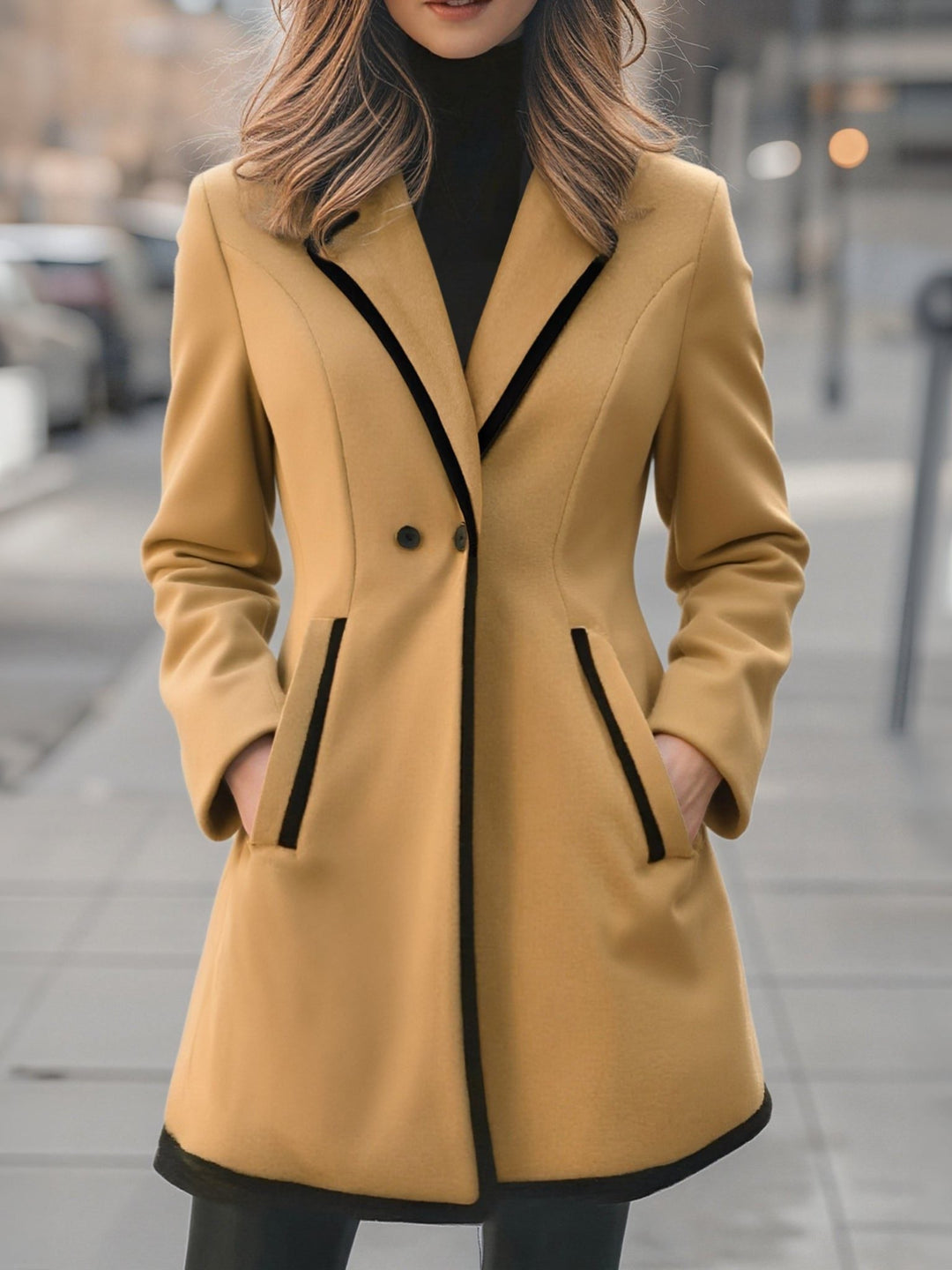 Molly | Double-Breasted Coat with Contrast Trim