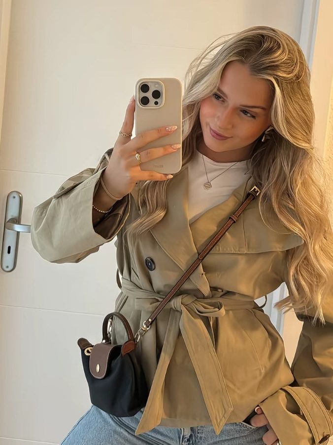 Millie | Short Belted Trench Coat with Raised Collar