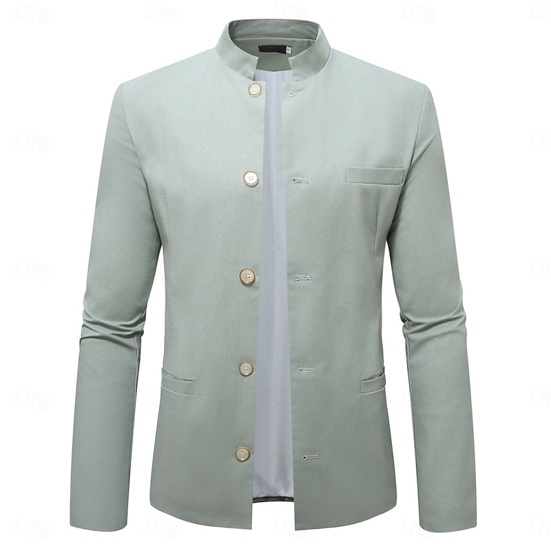 Alexander | Mandarin-Collar Button Jacket