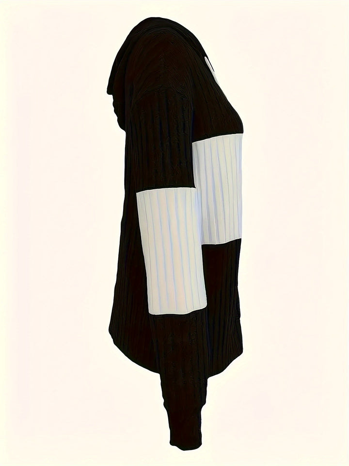 Rosie | Two-Tone Hooded Zip-Up Knit Jacket