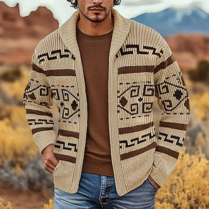 Benjamin | Patterned Shawl-Collar Open Cardigan