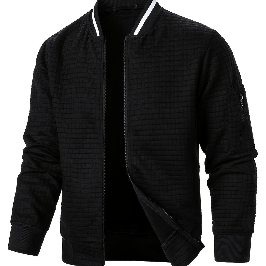 Sean | Textured Bomber Jacket with Ribbed Trim