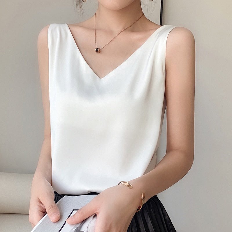 Olivia | Draped Satin Tank Top