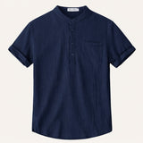 Men's Cotton Linen Henley Shirt | Breathable Summer Comfort