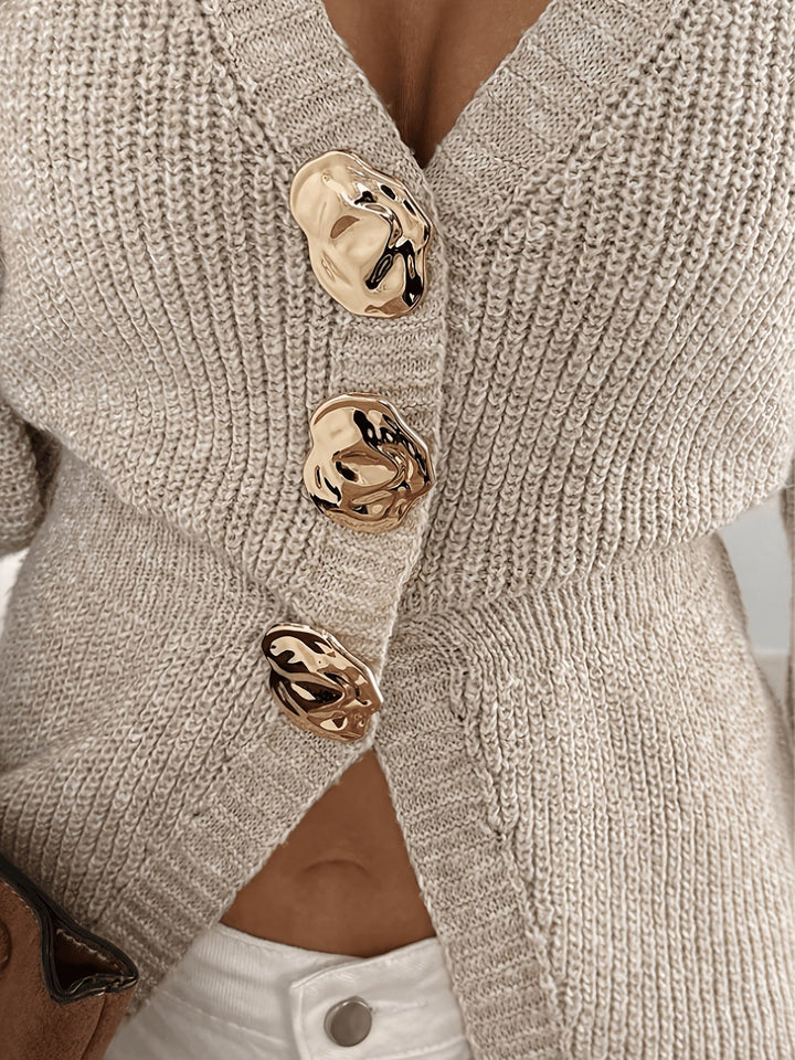 Clara | Short-Sleeve V-Neck Cardigan with Shaped Waist