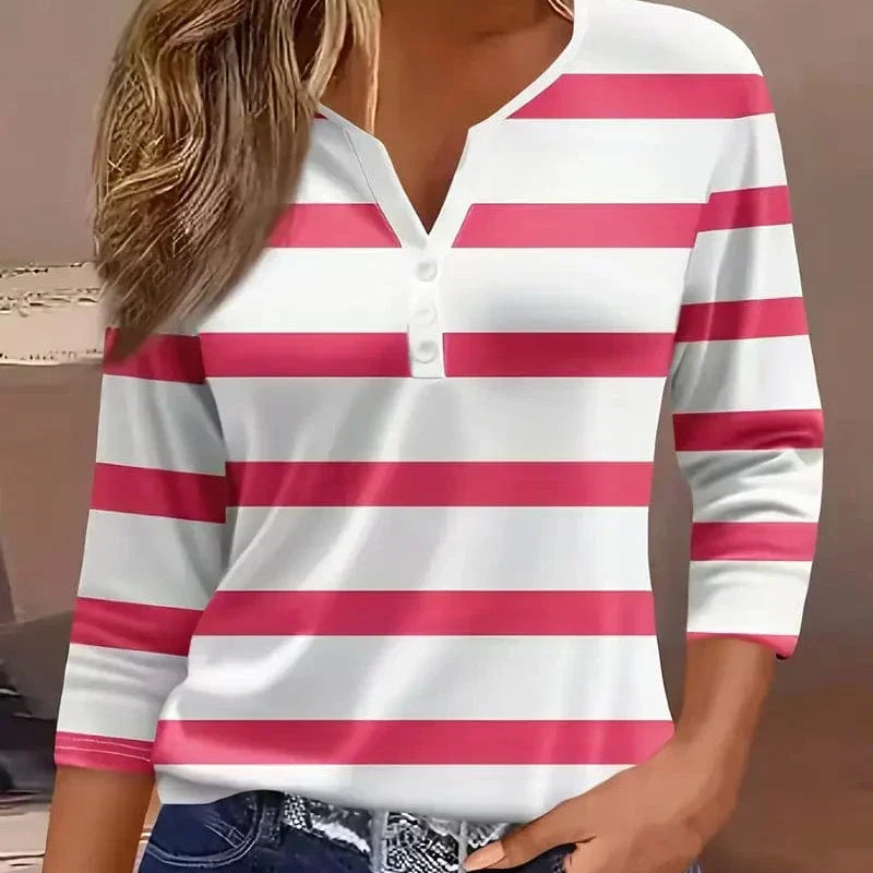 Striped V-Neck Top | Timeless Elegance with Modern Comfort