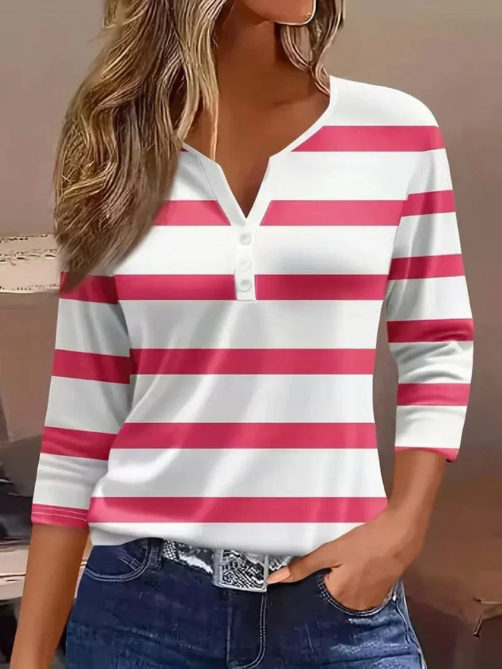 Leah | Striped V-Neck Top