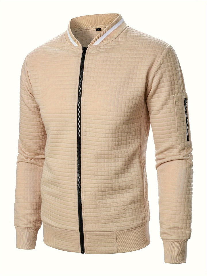 Sean | Textured Bomber Jacket with Ribbed Trim