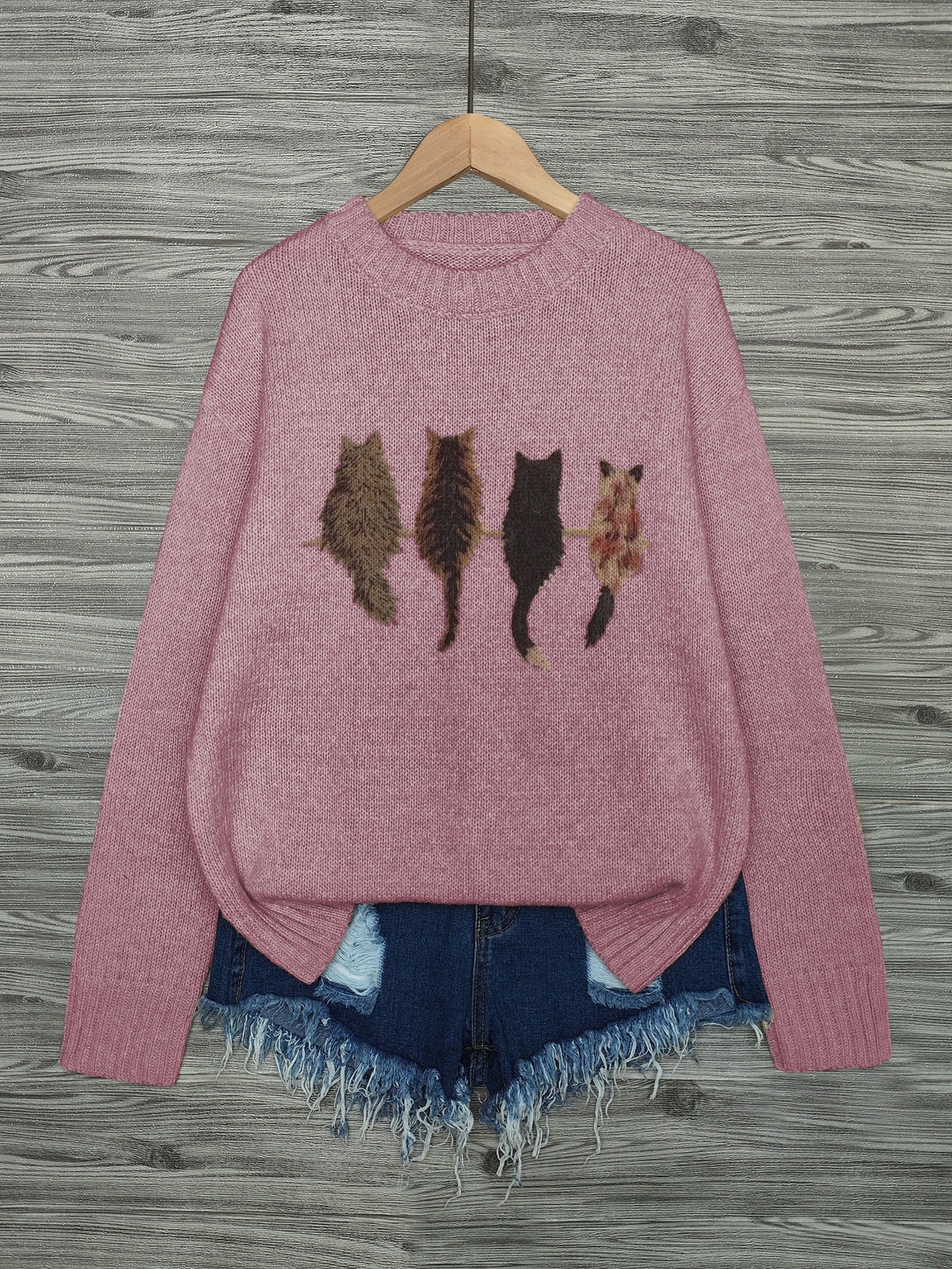 Caroline | Cat Print Knitted Jumper