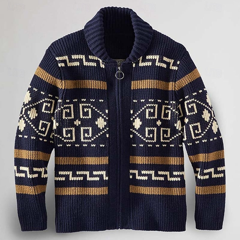 Benjamin | Patterned Shawl-Collar Open Cardigan
