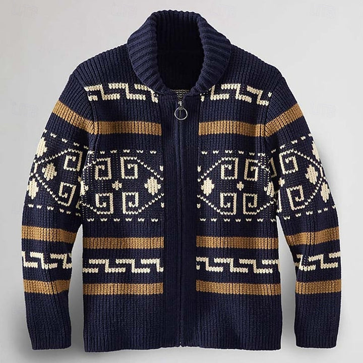 Benjamin | Patterned Shawl-Collar Open Cardigan