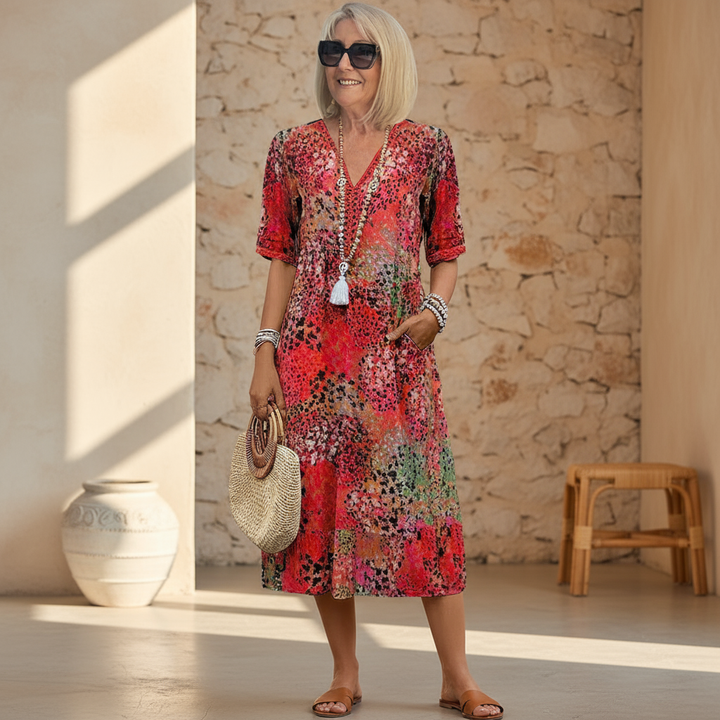 Arabella | Midi Dress with Vivid Print