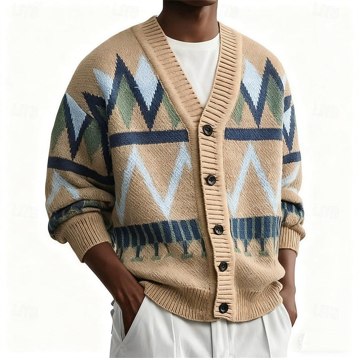 Samuel | Patterned V-Neck Button Cardigan
