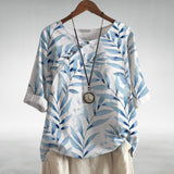Leaf Print Button Blouse | Relaxed Fit, Effortless Style