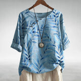 Leaf Print Button Blouse | Relaxed Fit, Effortless Style