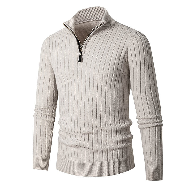 Trevor | Classic Ribbed Quarter-Zip Jumper