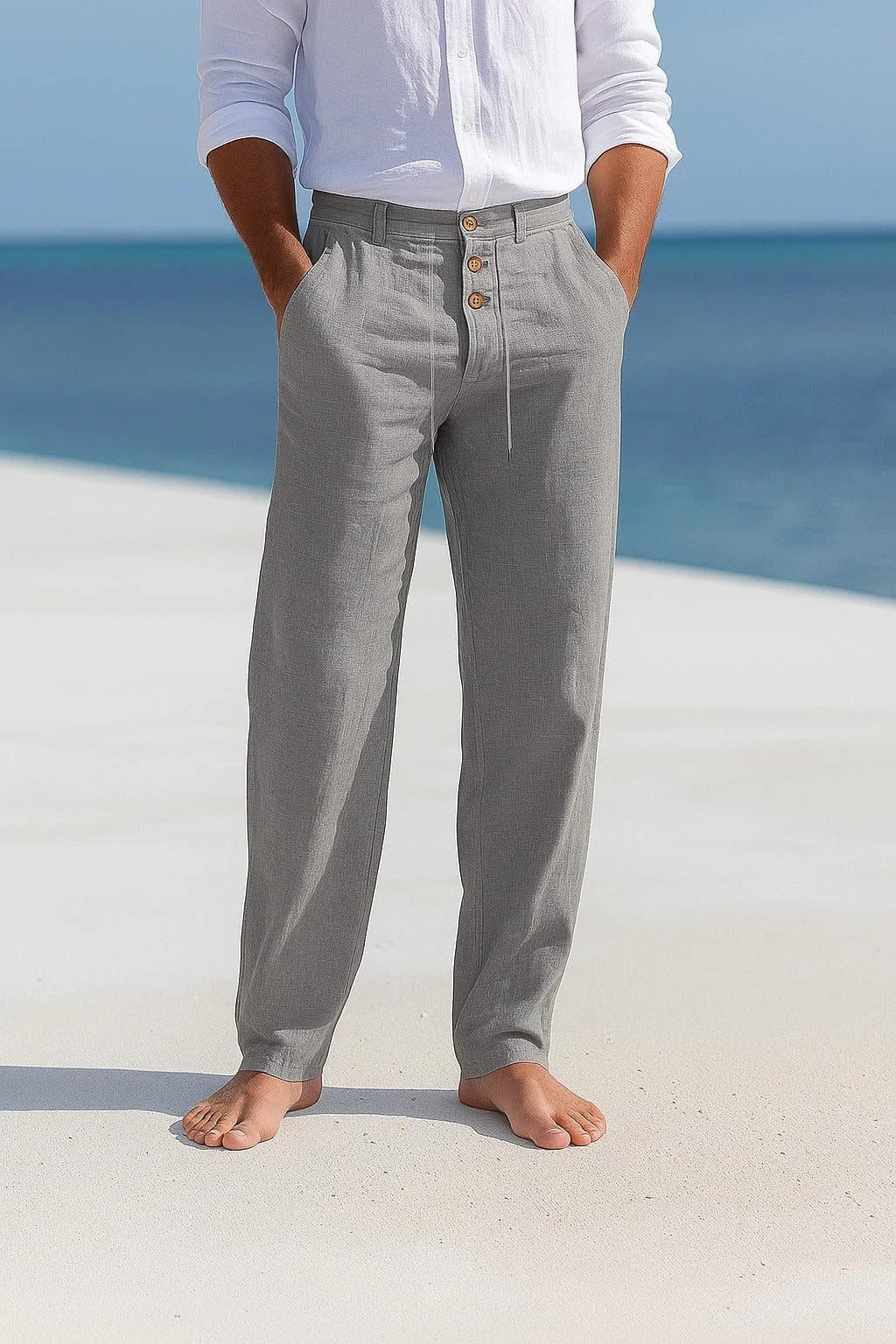 Huw | Wide-Fit Linen Trousers