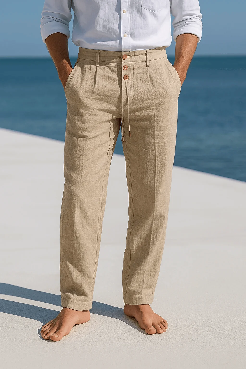 Huw | Wide-Fit Linen Trousers
