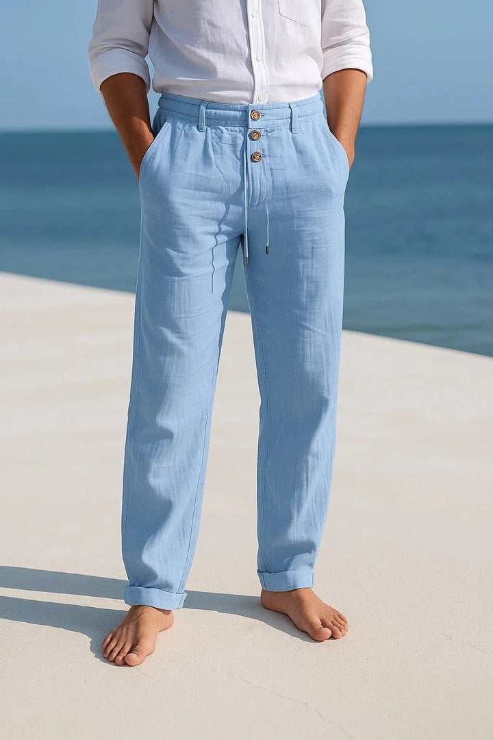 Huw | Wide-Fit Linen Trousers