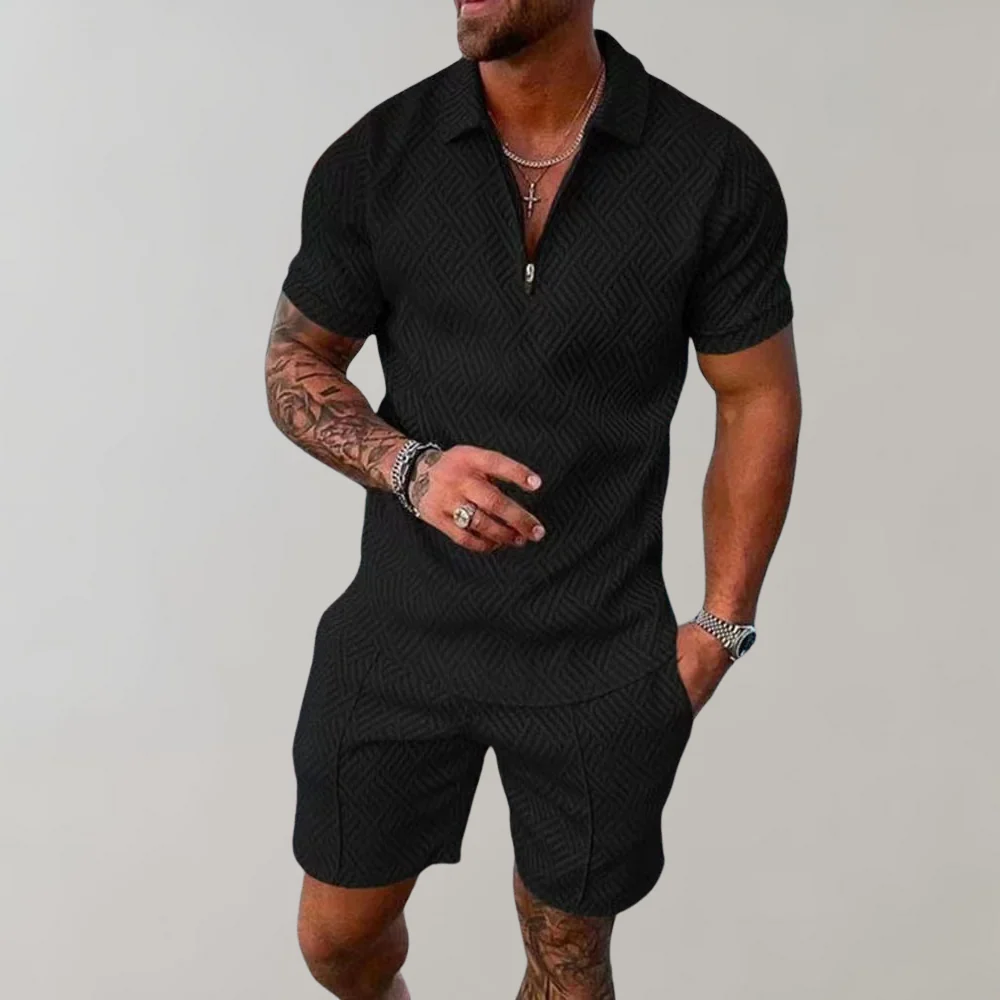 Men's Zip Polo and Shorts Set | Coordinated Summer Look