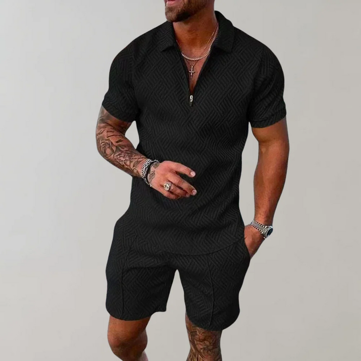 Men's Zip Polo and Shorts Set | Coordinated Summer Look
