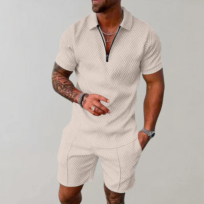 Men's Zip Polo and Shorts Set | Coordinated Summer Look