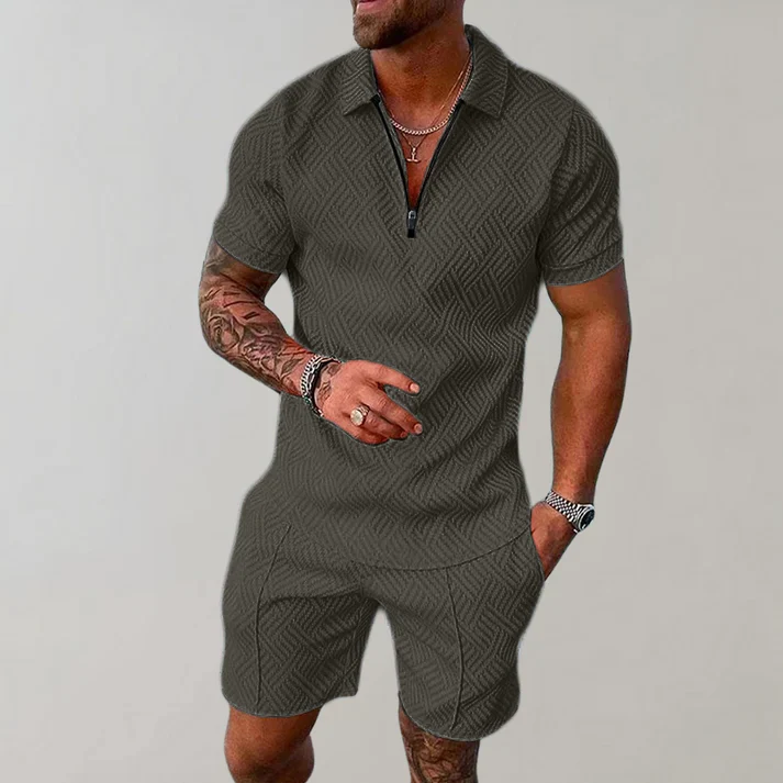 Men's Zip Polo and Shorts Set | Coordinated Summer Look