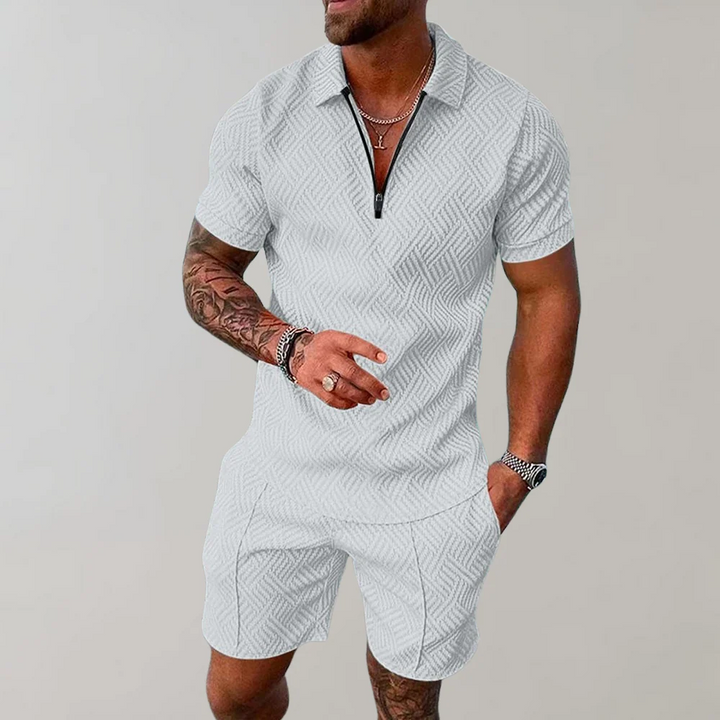Men's Zip Polo and Shorts Set | Coordinated Summer Look