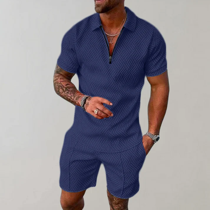 Men's Zip Polo and Shorts Set | Coordinated Summer Look